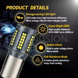 Ruiandsion 1PC BA20D H6 84SMD LED Motorbike Scooter Headlight Bulb Dual White Beam 10-30V