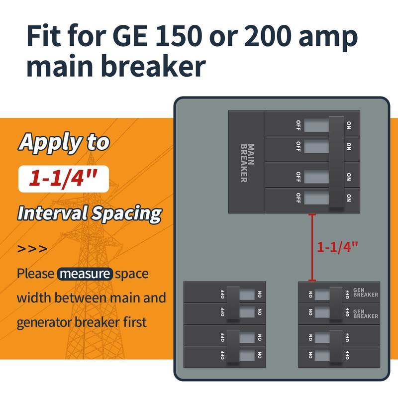 Generator Interlock Kit for General Electric GE 150 or 200amp
