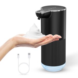 Automatic Foaming Soap Dispenser, Temracha 11.8 oz Touchless Foam Hand Dish Soap Dispenser, 4-Level Adjustable, Wall Mounted, Rechargeable, for Bathroom, Kitchen, Office