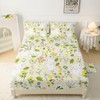 QOOMO Cute Bunny Microfiber Flat Fitted Sheets for Children Green