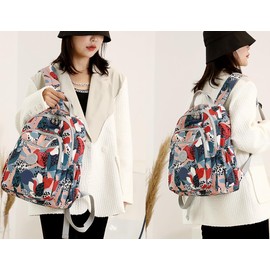 YANAIER Womens Fashion Backpack Purse Water resistant Nylon Travel Casual Daypack Cute Shoulder Bags School Bag for Girls Colorful flower