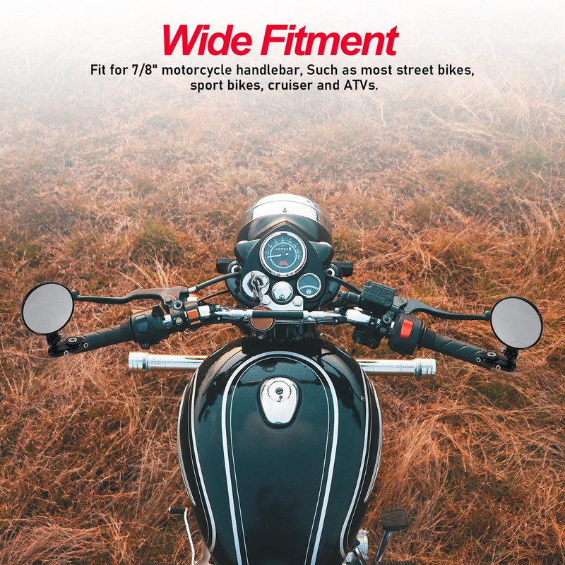 OFIG Motorcycle Mirrors for 7/8'' Handlebars, Adjustable Round Motorcycle Bar