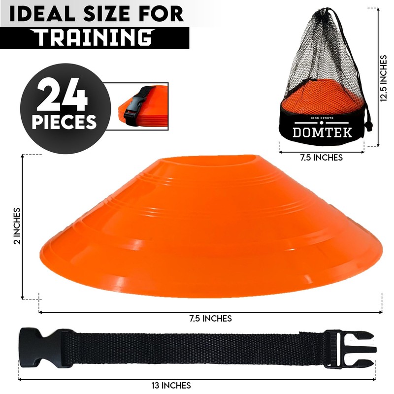 DOMTEK Footbal Cones Training for Kids – Stackable Flat Disc