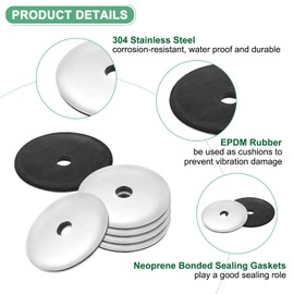 M METERXITY 10-Pack EPDM Bonded Sealing Rubber Washers, 304 Stainless Steel #12 x 1-1/4" OD Neoprene Rubber Washers Gasket for Bolts/Screws/Machinery/Ships/Roof