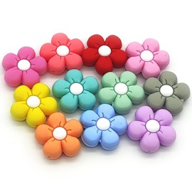 YOKUSHI Silicone Focal Beads for Pens, 11Pcs Flower Silicone Focal Beads Bulk Shaped Silicone Beads Loose Rubber Silicone Beads for Beaded Pens Keychain Making （Flower）