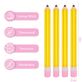 JarThenaAMCS 8Pcs Pencil Taper Candles 10 Inch Cute Unscented Candle Sticks for Back to School Classroom Home Party Table Decor