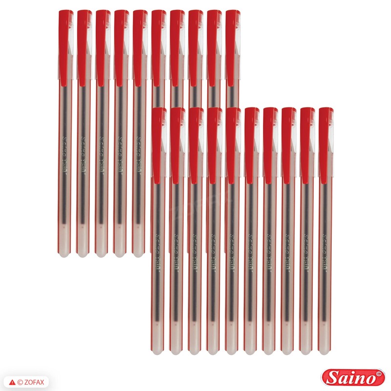 SAINO Trio+ Ballpoint Pens, RED, Fine Point (0.7mm), Pack of