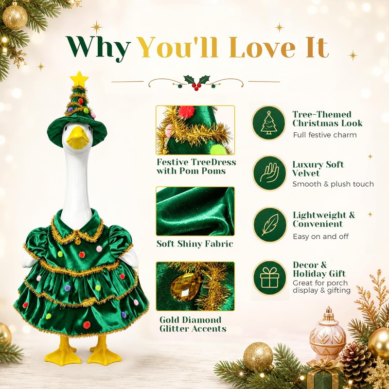 23" Christmas Tree Porch Goose Outfits, Xmas Tree Goose Costume