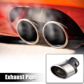 X AUTOHAUX 63mm 2.48" Inlet Curved Type Universal Exhaust Pipe Muffler Tip Tailpipe Bolt-On for Car Truck 4" Outlet Diameter 6.1" Length Stainless Steel Black