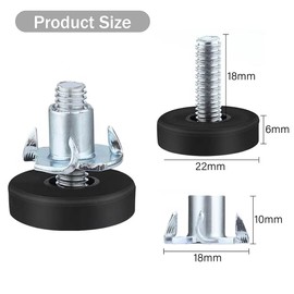 Rukinovi 8pcs Adjustable Furniture Levelers,Furniture Legs Screw-in Leveling Feet for Table,Cabinets,Chairs,Stool Legs Furniture Feet Threaded Leveling Feet Glides(A-Silver, Black)