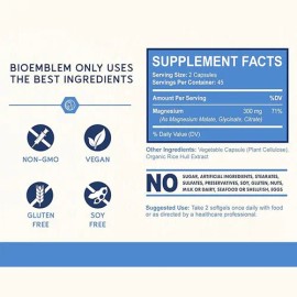 4pc Magnesio Triple Complejo 300mg Soporte Muscular Nervioso