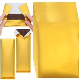 Tanlade 200 Pcs Gold Chocolate Candy Wrappers Aluminum Foil Candy Bar Wrappers with Thick Paper Backing Foil Sheet Individual Food Homemade DIY Brownies Fudge Wrapping Packing Gift, 7.5 x 6 Inch