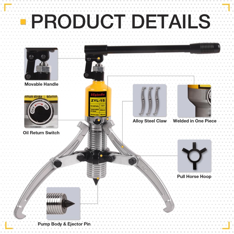 LCyindu 10 Ton Hydraulic Gear Puller Kit – 2 or