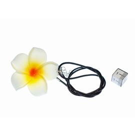 Miniblings Frangipani Flower Beach Necklace - Handmade Fashion Jewellery I Necklace with Pendant Length 45 cm - Flowers Hawaiian Leather Surfing Fabric, Leather Cotton