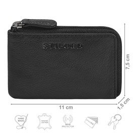 STILORD 'Keyon' Elegant Key Bag Leather Men's Key Case Women - RFID Key Case Genuine Leather Car Key Case - Coin Purse for Cards and Coins, black, S, coin purse