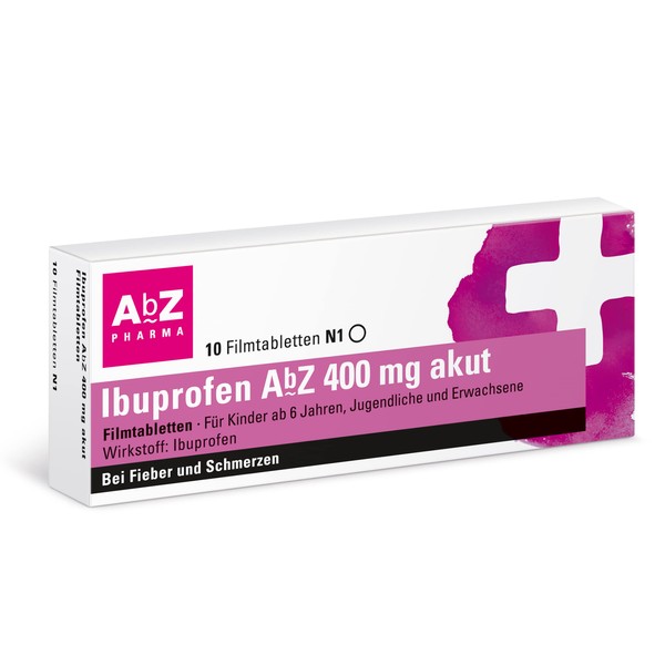 Ibuprofen AbZ 400 mg acute: the all-rounder for acute pain and fever, 10 film-coated tablets