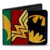 Buckle-Down Men's PU Bifold Wallet-Justice League 5-Superhero Textured Logo Close-UP