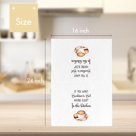 Funny Cooking Kitchen Towels - If You Want Breakfast in Bed, Farmhouse Decorative Dish Tea Towel, Sarcastic Humor Hand Towels Gifts for Hostess Women, 16x24 Inch