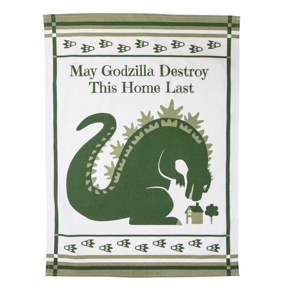 getDigital May Godzilla Destroy This Home Last Tea Towel Absorbent Kitchen Towel with Godzilla Motif 100% Cotton
