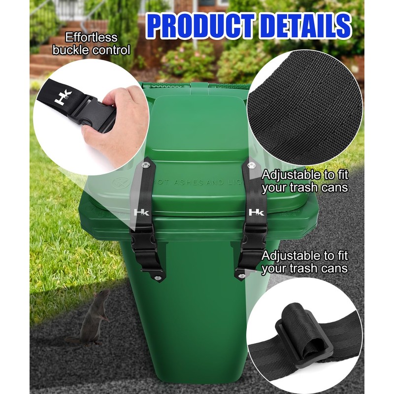 4 Pcs Trash Can Locks for Anti Animals, Universal Garbage