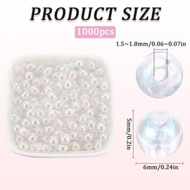 SOFPLATE Pack of 1000 Clear Round Beads 6 mm Acrylic Beads Bulk Pack from Colour Small Smooth Spacer Beads Jewellery Balls Loose Beads for Jewellery Making Bracelets Necklaces Earrings Accessories DIY
