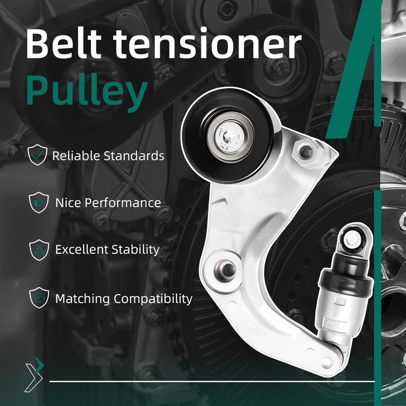 Riyhch 90K-39077 Complete Tensioner Pulley Assembly with 2 Serpentine Belts