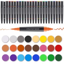 Tomaxis Acrylic Painting Pens Dual Tip Paint Pens Art Marker Pen for Glass Fabric Ceramic Canvas Stone Wood Painting Photo Album DIY Craft Waterproof Painting Tools