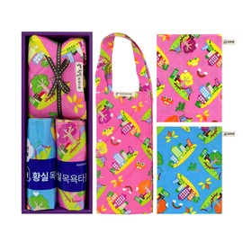 Imperial towel gift set / rayon bath towel / princess set (back shower towel 1p + square towel 2p / square towel 4p), A. Pink back towel + square towel 2p (princess) / 황실타올 선물세트 / 인견목욕타올 / 공주세트 (등샤워타올1p+사각타올2p / 사각타올4p), A. 핑크등타올+사각타올2P (공주)