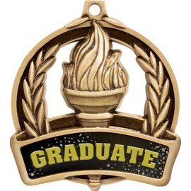 Graduation Medals, 2" Gold Graduate Achievement Medal Award, Comes with Neck Ribbon, 20 Pack Prime