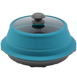 Microwave Splatter Silicone Cover Collapsible Steamer, Vented Multifunction Splash Lid with Glass Dish Bowl Plate for Food Cooking Bacon Maker, Dishwasher Safe BPA-Free 10.5 inch Cookware Set