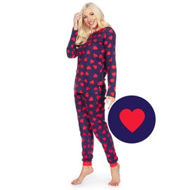 Tipsy Elves Navy Blue Womens Hearts on Fire Pajama Set Size Small