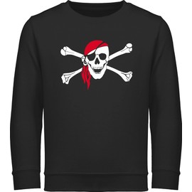 Shirtracer - Sweatshirt Children's Jumper for Boys Girls - Colourful Mixed - Skull Pirate Headscarf, 1 black