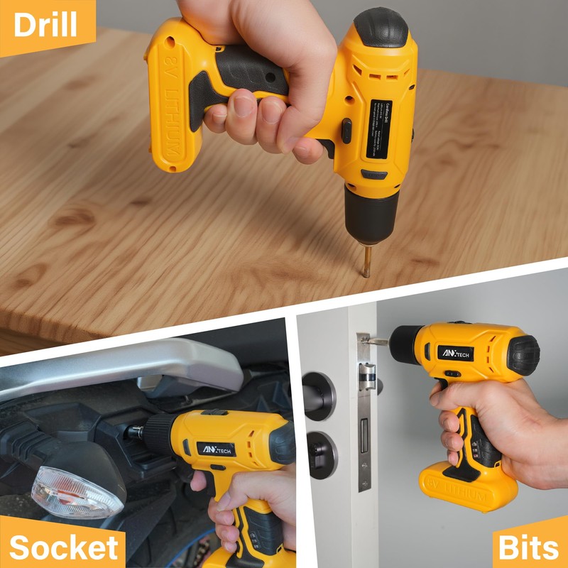 Drill Set, Tool Kit with 8V Power Cordless Drill, Household