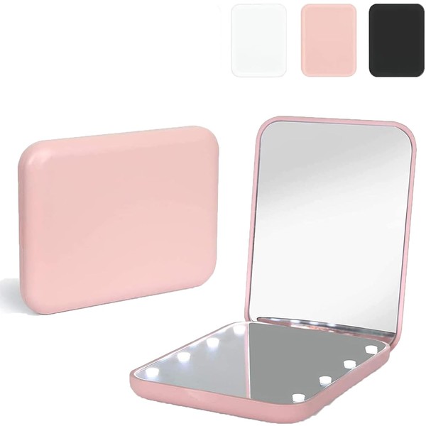LLXXM Espejo de Bolsillo 1x/2x Aumento LED Espejo Compacto Maquillaje
