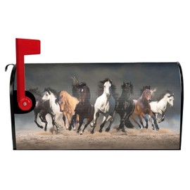 Abucaky Running Horses Mailbox Cover Magnetic Waterproof Mailbox Wraps Post Letter Box Decor 21x18 in