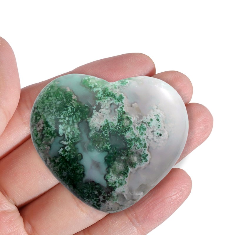 Artistone Crystals Heart 2Inch Moss Agate Heart Stones Healing Crystal