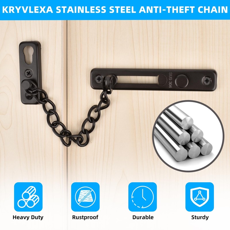 KRYVLEXA Heavy Duty Door Chain Lock - 304 Stainless Steel,