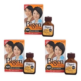 Bigen Powder Hair Color, Black Brown N20 - Pack of 3 (Combo Set)