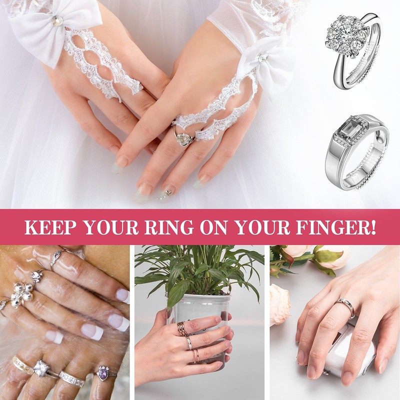 Ring Sizer for Loose Rings, 12 Pack 4 Sizes, Invisible