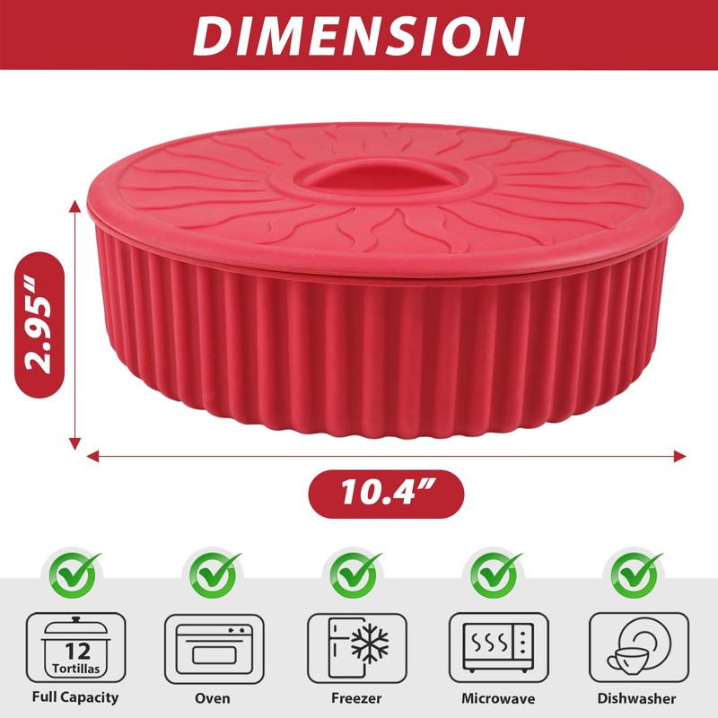KOLUTI Nonstick Silicone Tortilla Warmer Container, 10 Inch Taco Storage