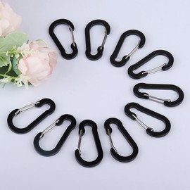 D Carabiner Mini Carabiner Aluminium Small Carabiner for Camping/Fishing/Hiking (Black)