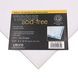 Lineco Buffered Acid-Free Interleaving Tissue 8" x10", Archival Paper Extends Life of Pictures, Photographs, Artwork and Textiles, for Black & White, Color, and Albumen Prints, Pack of 100, 2 Pack