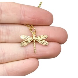 Dainty Dragonfly Pendant Necklace (Gold Tone) Miss Fit Boutique