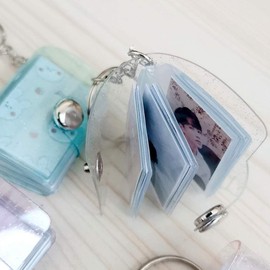 Clear Mini Photo Album 16 Pockets Mini Photos Holder Keychain Jelly Color Card Holder 2 Inch Photos Holder Portable Key Chain,Photo Albums, Frames and Accessories(1inch)