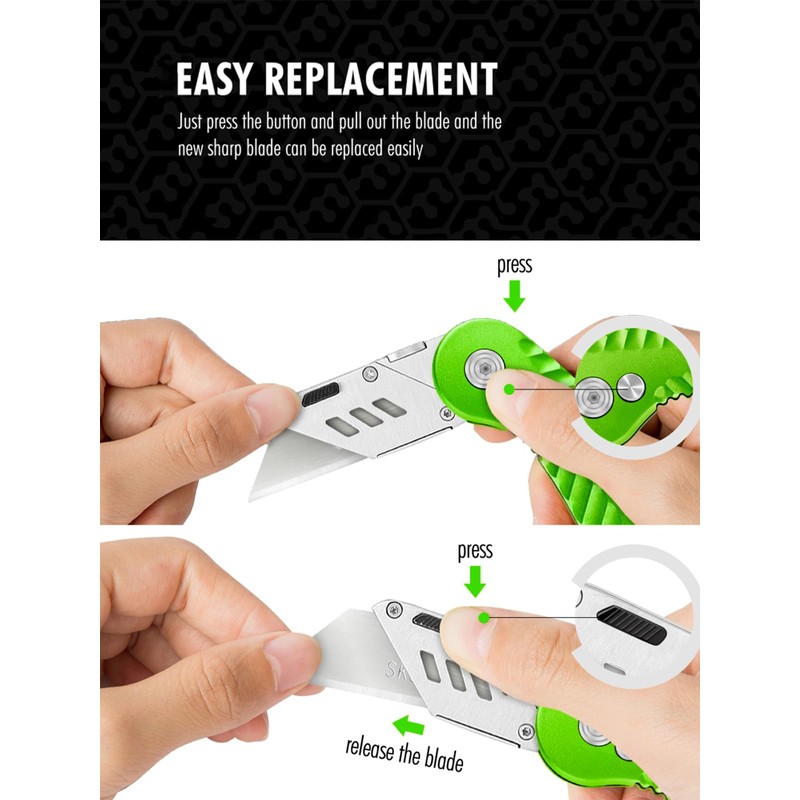 FantastiCAR Folding Utility Knife, Sturdy Metal Box Cutter with Extra