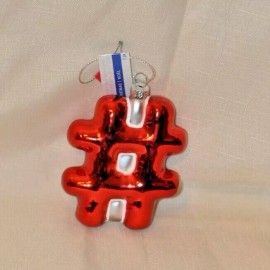 Unbranded Hashtag Symbol Handblown Glass Christmas Tree Ornament - Holiday Trendy Gift