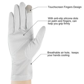 Senkary 3 Pairs Women Sun UV Protection Gloves Non Slip Summer Gloves with Touchscreen Fingers for Driving Cycling Running Hiking (Khaki, Gray and Pink)