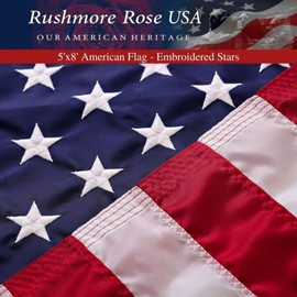 Rushmore Rose USA American Flags for Outside 5X8 -American Flag 5x8 Made in USA -Heavy Duty Fla...