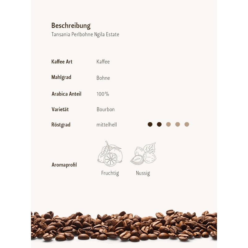 Berliner Kaffeerrösterei Tanzania Pearl Bean Ngila Estate (250 g/Whole Bean),