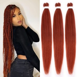 Pre Stretched Braiding Hair 26''3 Packs Copper Red Braiding Hair Natural Crochet Braid Hair Synthetic Hair Extensions for Women Hot Water Setting Professional Soft Yaki Texture (26 Inch,Copper Red)